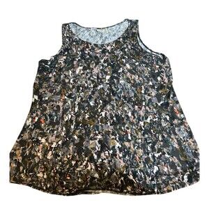 LOGO by Lori Goldstein Allover Printed Tank Top 3X Plus Art To Wear Tunic Length